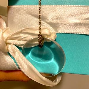 Tiffany and Co Round Clear Pendant Necklace .